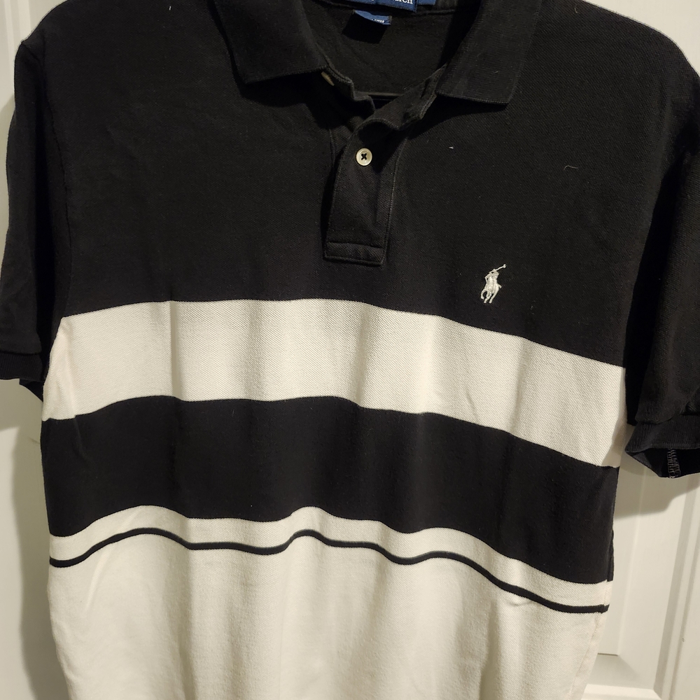 Ralph Lauren Black and White Striped Polo Shirt